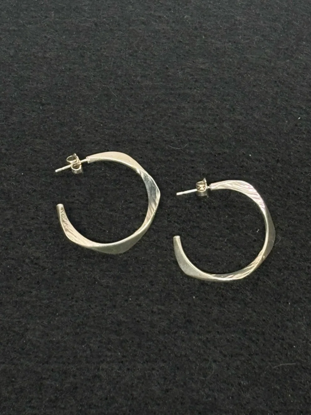 Jeffery Gray - Stering Silver Hammered Double Wave Hoop Earrings